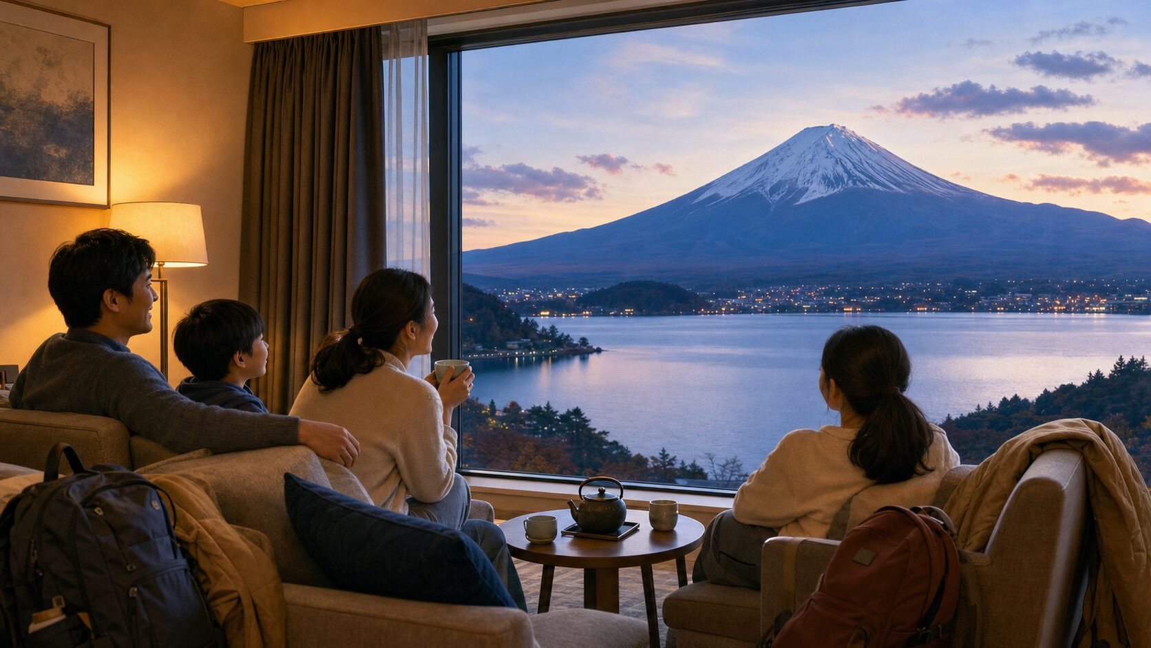 富士山が見える河口湖ホテルの部屋時間のイメージ